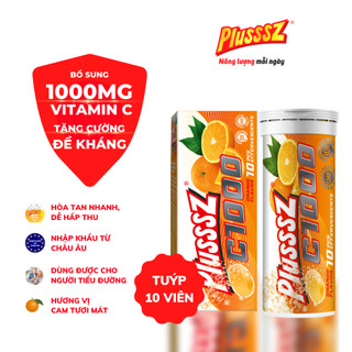 Viên sủi Plusssz C1000 bổ sung 1000mg Vitamin C hỗ trợ tăng cường sức đề kháng (tuýp 10 viên sủi 4g)