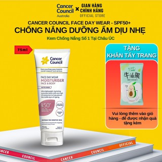Kem Chống Nắng Cancer Council Face Day Wear Moisturiser Matte Invisible SPF50+/PA++++ 75ml, Dưỡng Ẩm, Dịu Nhẹ-NHÃN HỒNG