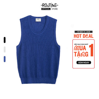 Áo Tanktop Nam Wool Cổ Tròn Sọc Gân Trơn Form Regular - Routine 10S23KNI006