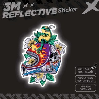 SMOKING FROG RETRO HELMET 3M - Reflective Sticker Die-cut Hình dán phản quang STICKER FACTORY
