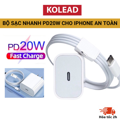 Bộ sạc củ cáp chuẩn sạc nhanh PD20W KOLEAD C15 - Sạc nhanh ổn định - không nóng máy - an toàn có Chống Nổ cho iphone