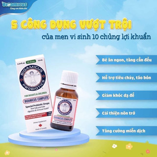 Men vi sinh 10 chủng BioAmicus Complete -Bổ sung 10 chủng lợi khuẩn cho hệ tiêu hoá  chai 10 ml  