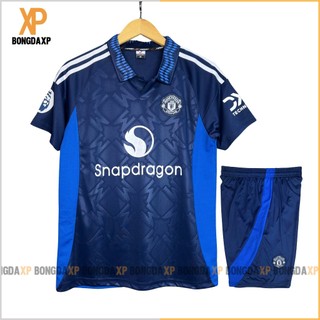 Áo Đá Bóng Manchester United Xanh Đen 2024, Đồ Đá Banh Vải Thun Lạnh Cao Cấp