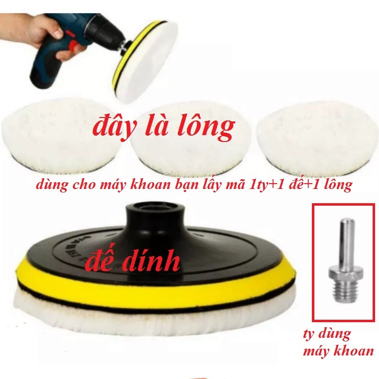 Phớt Đánh Bóng Xe miếng đánh bóng ô tô xe máy lông cừu đủ kích cỡ lông dính hoặc buộc dây