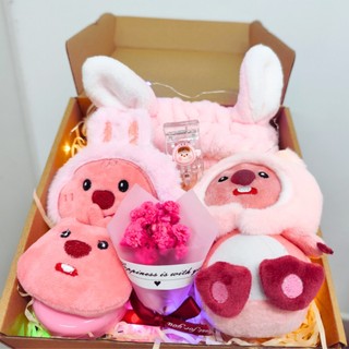 Set quà tặng túi đựng bút viết hình Loopy hóa trang đáng yêu kèm quạt cầm tay nhỏ gọn phù hợp làm quà cho học sinh