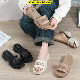 Dép quai ngang cao su đính đá Diro, dép cao su quai ngang form nhỏ chọn tăng 1 size