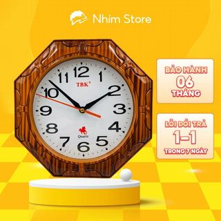 Đồng hồ vân gỗ treo tường Hình bát giác, Đồng hồ thích hợp treo phong khách hoặc phòng làm việc cá nhân