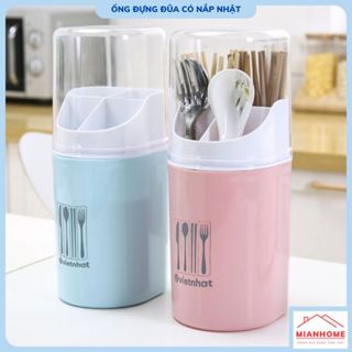 Ống đựng đũa thìa có nắp đậy cao cấp Việt Nhật, hộp đựng đũa muỗng nhiều màu, chia ngăn thông minh