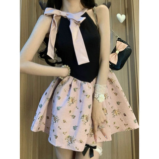 [CÓ BIGSIZE] Đầm Tiểu Thư Hồng Đen Ulzzang - Kèm ảnh thật
