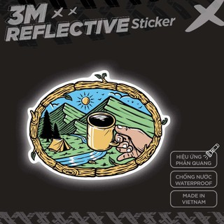 ENJOYING COFFEE IN THE MOUNTAINS 3M - Reflective Sticker Die-cut Hình dán phản quang STICKER FACTORY