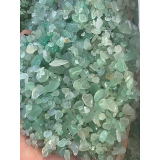 1kg vụn cát đá thach anh xanh đã mài bóng hạt 1,5-2,5mm