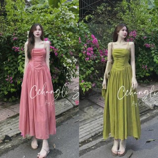 Đầm váy nữ lụa ý 2 dây mocking thân sau ( có mút ) dáng xòe xinh xắn thích hợp đi tiệc, đi biển