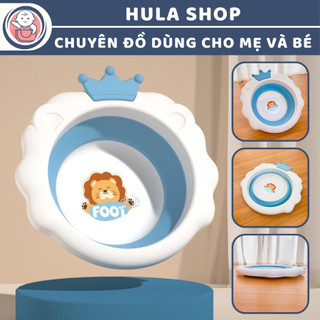 Chậu rửa mặt trẻ em gấp gọn cao cấp hình vương miện xanh biển 9BABY