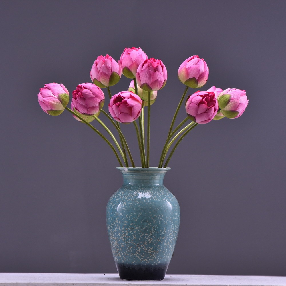 [HOA GIẢ] Cành hoa sen hé lụa trắng hồng dài 73cm - Decor phòng khách, ao hồ, tiệc cưới, phụ kiện ch