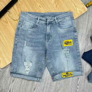 Quần short jean nam XANH THÊU rách, chất vải jean co giãn, dễ vận động, vừa form tôn dáng, giá tốt