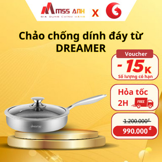 Chảo chống dính đáy từ 3 lớp đáy liền cao cấp Dreamer - DKW-NFL Chảo bếp từ vân tổ ong bảo hành chính hãng