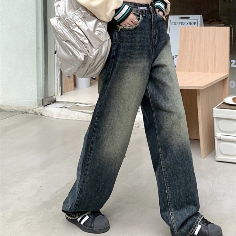 Quần Ống Rộng Retro tua rua gấu túi Jean Nữ Mùa Hè Mới, quần ông rộng basic siêu dễ phối đồ D57 | BigBuy360 - bigbuy360.vn