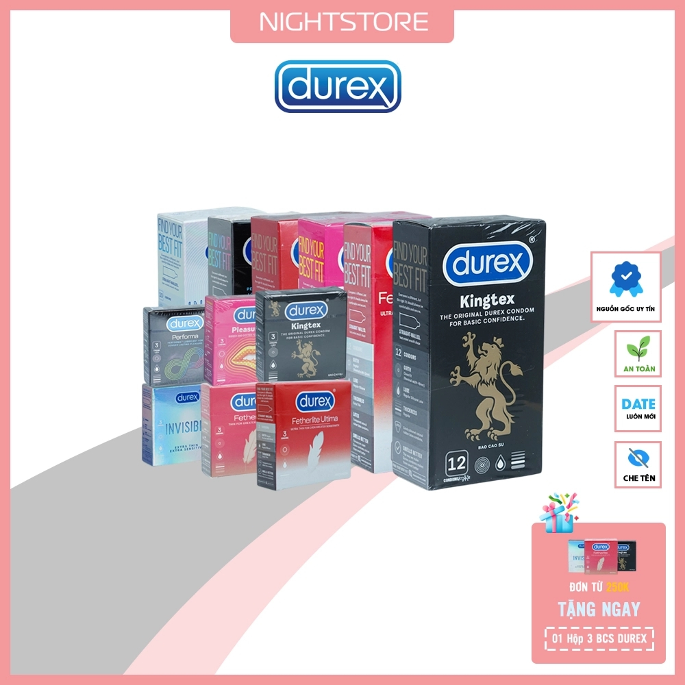 (Che tên) Bao Cao Su Durex Fetherlite / Fetherlite Ultima / Invisible / Kingtex / Performa (52mm)