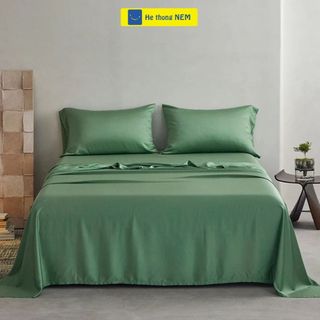 Bộ ga giường tencel cotton SERENA cao cấp Set bộ vỏ chăn ga ra drap trải phủ giường gối nệm đệm 5 món cao cấp