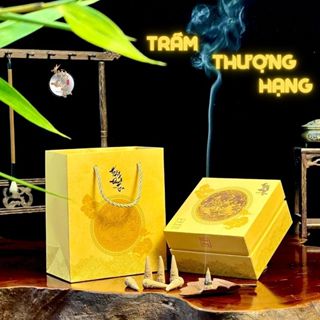 Bộ Quà Tặng Tết Hộp 56 Nụ Trầm Hương [ THƯỢNG HẠNG ] HOÀNG ĐAN TEA Đốt Thác Khói Thiền Định Xông Phòng