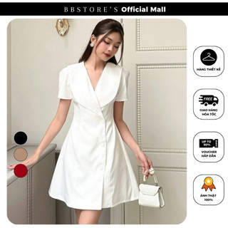 Đầm xòe công sở cổ vest kết nút bọc thanh lịch bbstore's - d3289