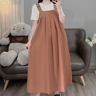 Set yếm bầu cộc tay cao cấp 2 chi tiết áo trong yếm ngoài váy bầu váy xuông bầu Đầm Bầu