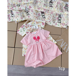 Set 2 váy bé gái hình🦋 hồng be