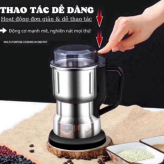 Máy xay hạt khô,xay bột, gia vị cà phê đa năng,công suất 300w,6 lưỡi dao cực bén, chất liệu cối inox không gỉ (Mẫu Mới )
