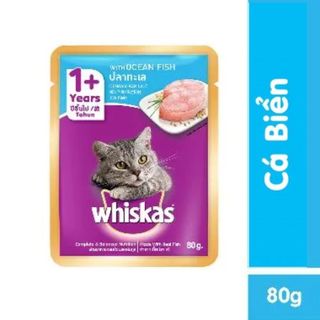 Thức ăn cho mèo lớn dạng sốt whiskas - 80g - vị cá biển