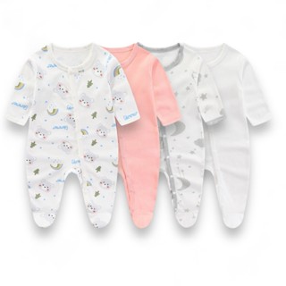 Bodysuit liền tất cho bé sơ sinh Body dài tay thun cotton Quảng Châu cho bé trai bé gái SLT41