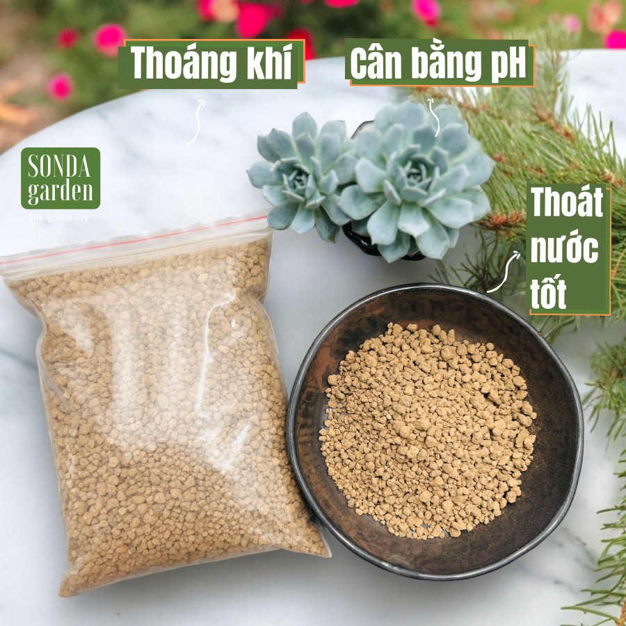 Đất akadama SONDA GARDEN (1kg) cho sen đá, xương rồng