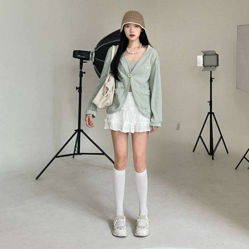 [TĂNG TT] Chân váy midi 2 tầng dáng ngắn kiểu bèo phong cách dễ thương Forly Offical T062