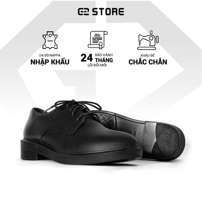 Giày da nam G2 Derby buộc dây giày tây công sở, Derby nam G2 bằng da bò đế cao su tăng chiều cao