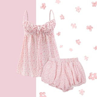 Bộ đồ ngủ nữ quần bí, vải thoát nhiệt nhanh, công nghệ chống nhăn, họa tiết hoa mùa hè, BOM Sister N1008