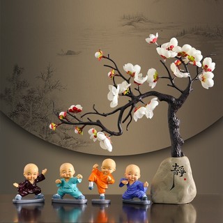Bộ 4 tượng chú tiểu tứ không, tập võ, đáng yêu quà tặng, trang trí decor