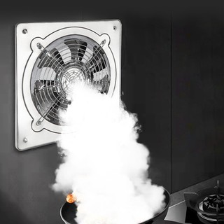 Tặng ống gió 2m -Quạt thông gió hút khói bếp，quạt mạnh phòng tắm，inox，mô tơ dây đồng，có dây nguồn cô