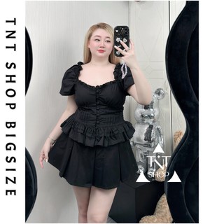 ÁO KIỂU BIGSIZE NỮ CỔ VUÔNG KHUY DỌC XẾP EO [TNT SHOP BIGSIZE 60KG 90KG]