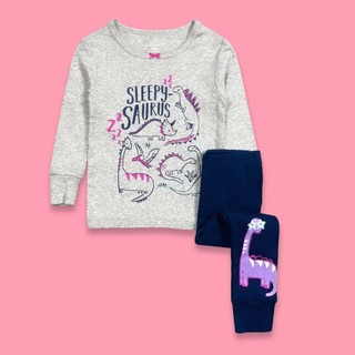 Set đồ bộ dài bé gái cter - xám sleepy b62