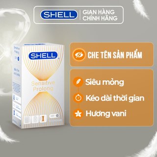 Bao cao su shell sensitive prolong siêu mỏng 0.03mm, kéo dài thời gian - hộp 10 cái | shell chính hãng