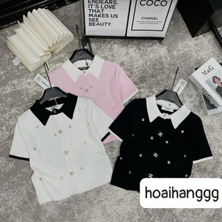 Áo len nữ cổ đức đính tag chaneo QCL1