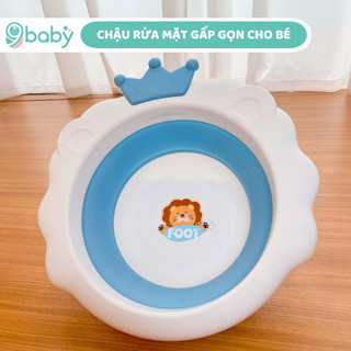 Chậu rửa mặt gấp gọn cho bé sơ sinh, thau cho bé cao cấp 9BABY màu xanh biển