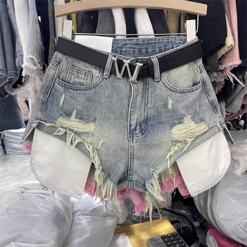Quần short nữ hở túi rách đùi, quần đùi jeans denim rách tua rua túi hở siêu sexy siêu chất N94 | BigBuy360 - bigbuy360.vn