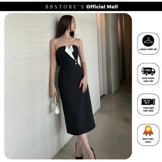 Đầm body cúp ngực dự tiệc phối trắng tôn dáng bbstore's - d3258