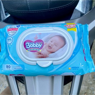 Khăn ướt bobby không mùi nano bạc kháng khuẩn 80 tờ/100 tờ