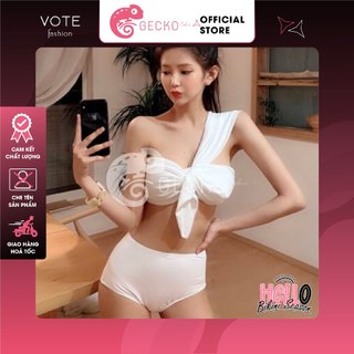 Bikini gecko 2 mảnh áo gọng nâng ngực lệch vai 2m16