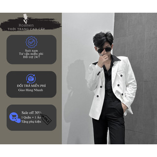 Bộ vest trắng 1 khuy - 6 khuy hàng vải chéo 79 chất cứng. suit cao cấp, vest chú rể,...