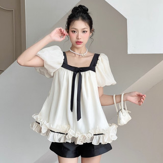 Áo tơ bèo gấu Mira blouse