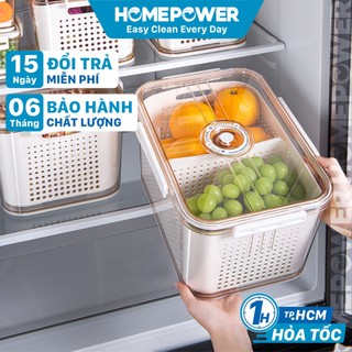 Hộp đựng thực phẩm 2 lớp kèm rổ lưới và vách chia ngăn tiện lợi homepower hr-t