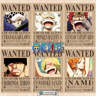 Poster Lệnh Truy Nã One Piece Dán Tường khổ A4 Giấy Kraft Tự Chọn -Poster One Piece - Poster dán tường anime
