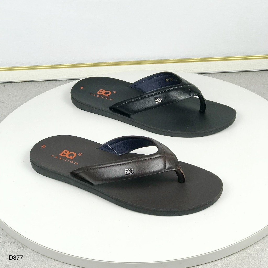 BQ | Dép nam size 38-43 Dép kẹp da bò cao cấp may viền quai thời trang trẻ trung đế phíp D877